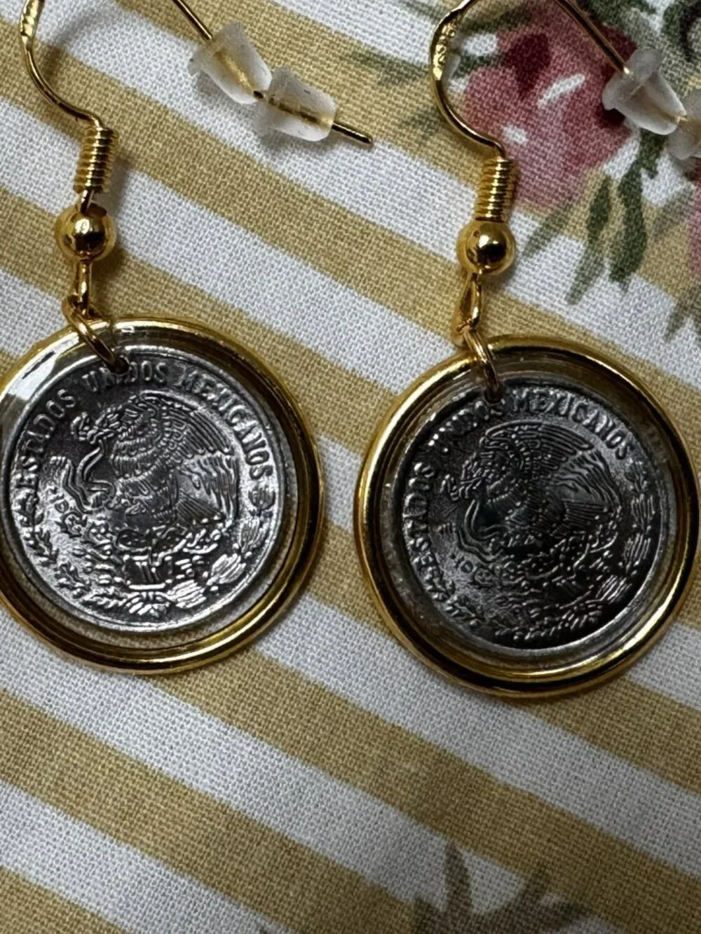 1979 Mexican 10 Centavos Coin Earrings | Handcrafted Resin Mexican Coin Jewelry